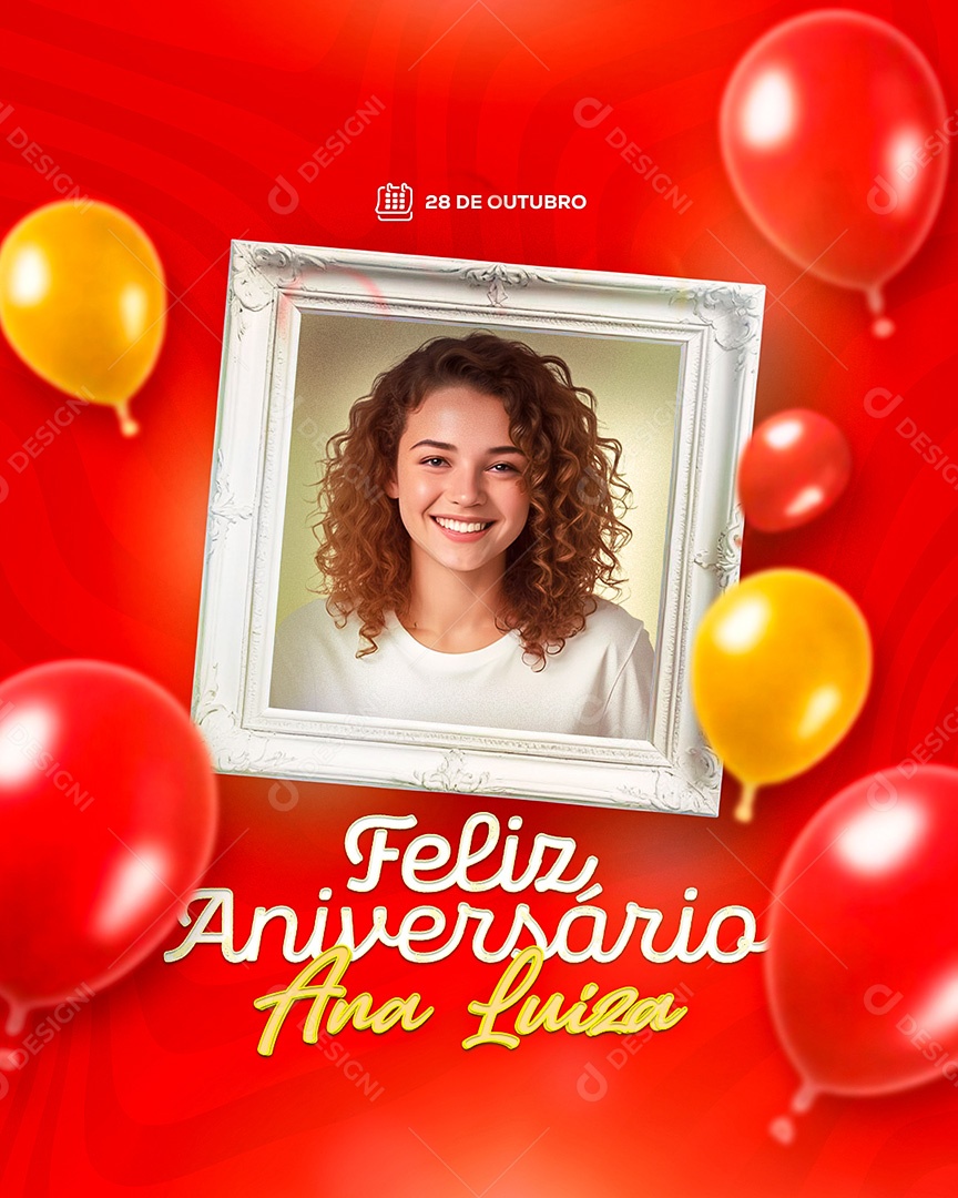 Aniversariante Ana Luiza Feliz Aniversário Social Media PSD Editável
