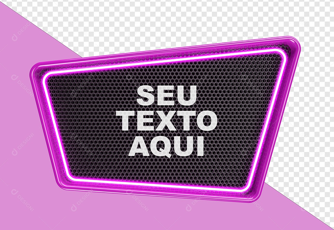 Painel Com Grade Rosa 3D Elemento para Composição PSD