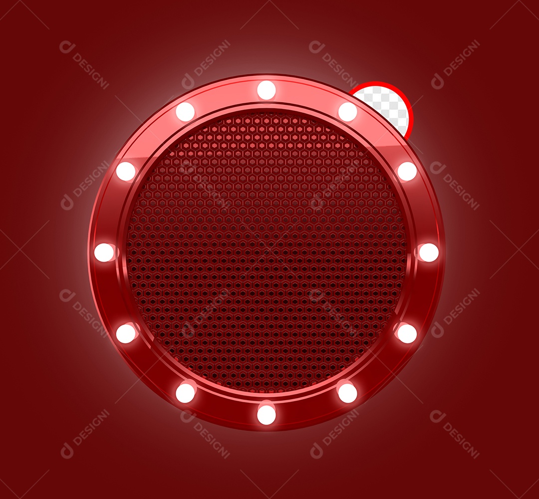 Elemento 3D Painel Vermelho  Com Lâmpada Para Composição PSD