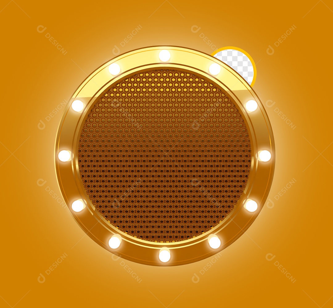 Elemento 3D Painel Amarelo Com Lâmpada Para Composição PSD