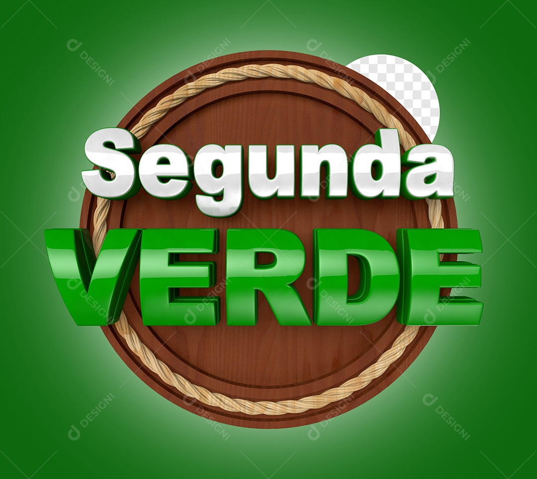 Selo 3D Segunda Verde Para Composição PSD