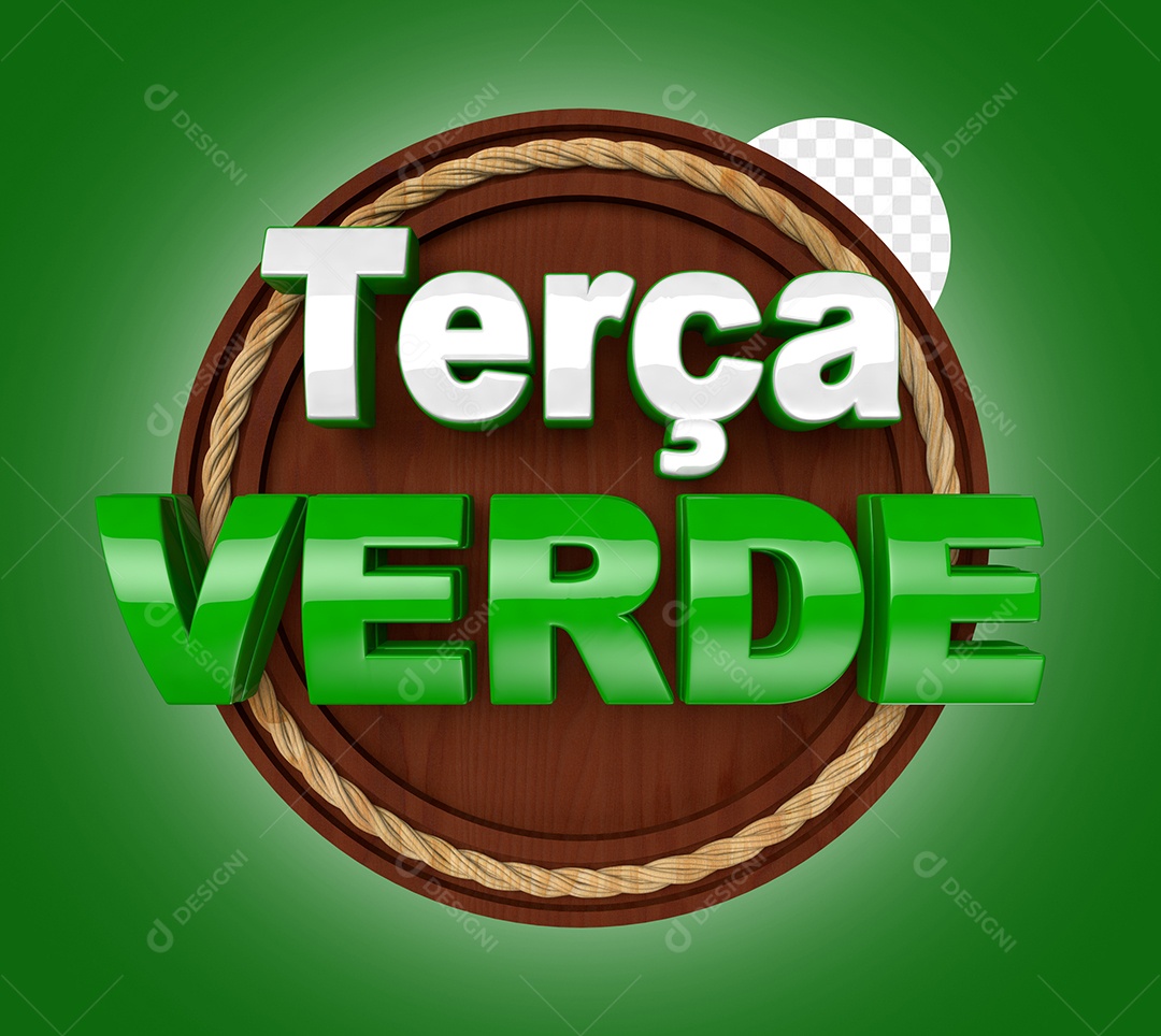Selo 3D Terça Verde Para Composição PSD