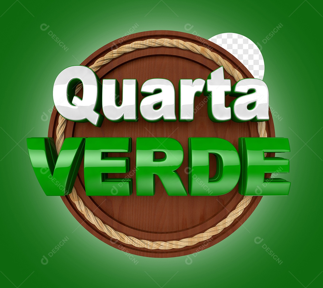 Selo 3D Quarta Verde Para Composição PSD