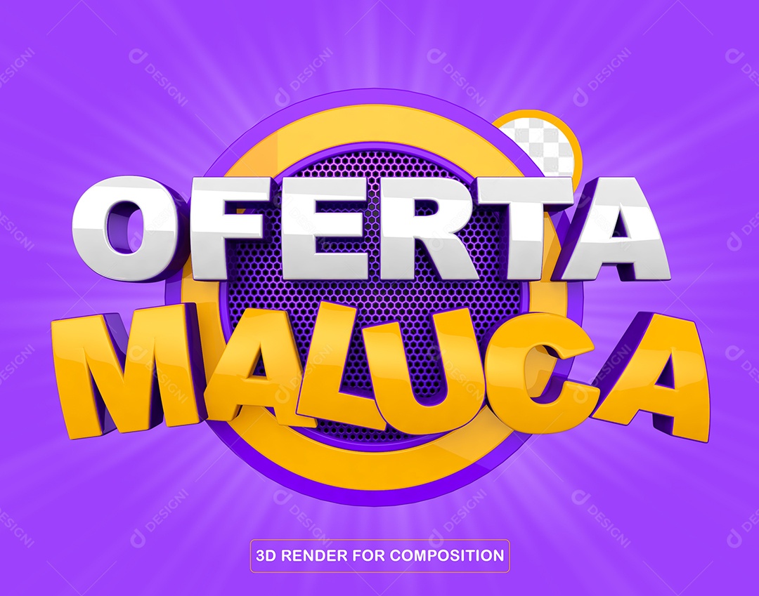 Selo 3D Oferta Maluca Para Composição PSD