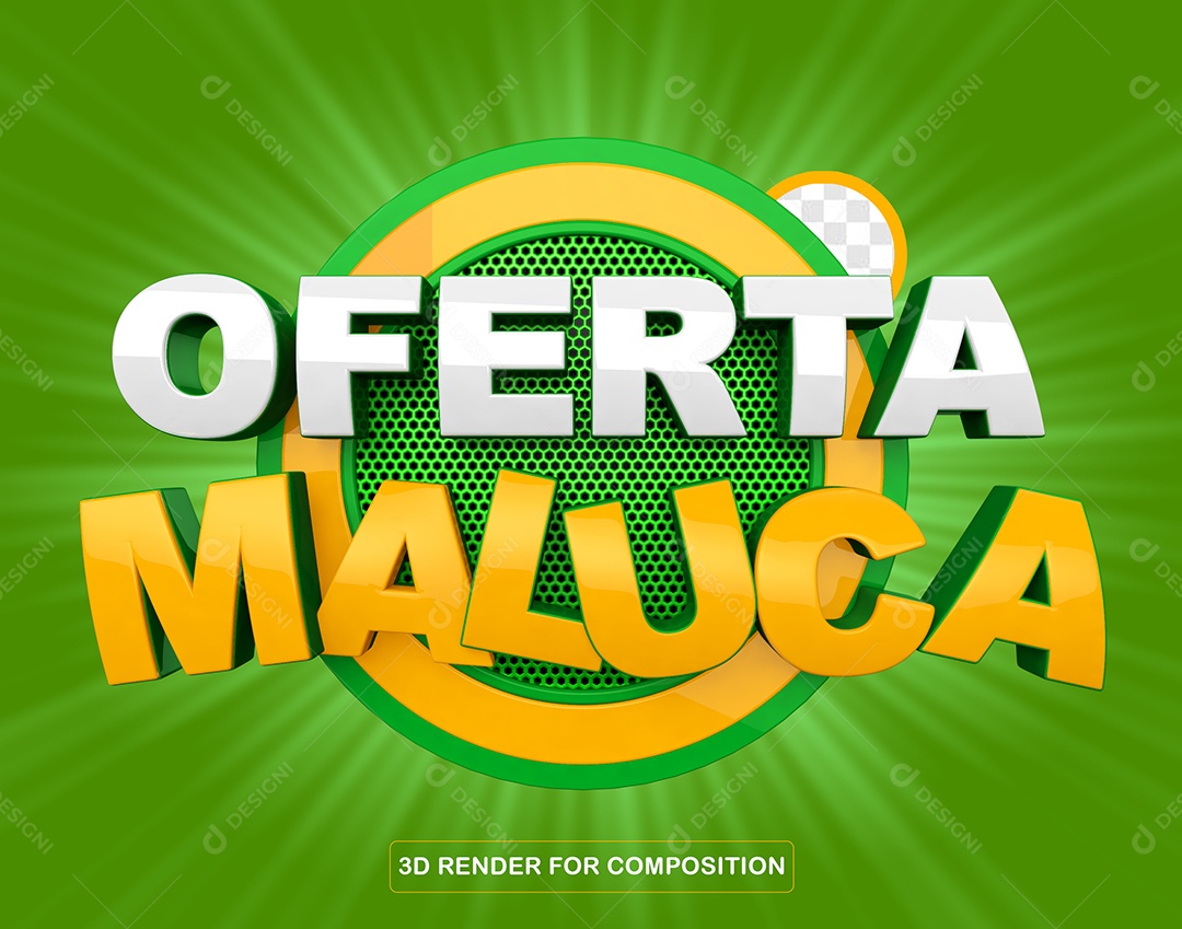 Selo 3D Oferta Maluca Para Composição PSD