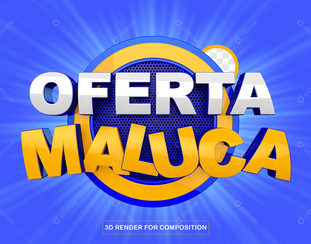 Selo 3D Oferta Maluca Para Composição PSD