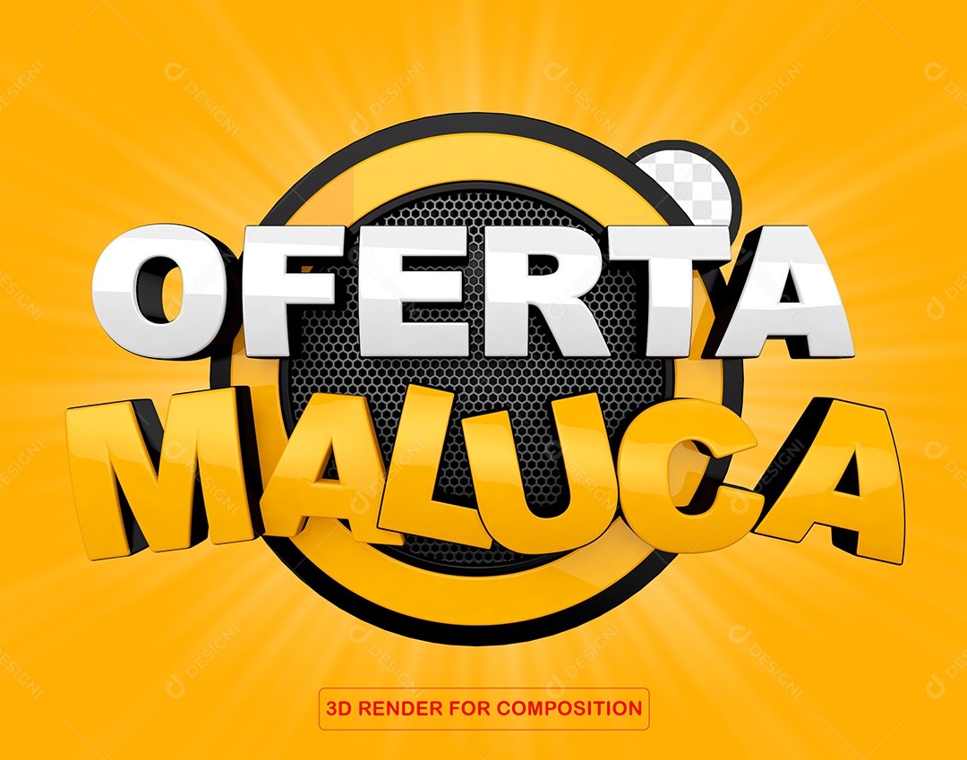 Selo 3D Oferta Maluca Para Composição PSD