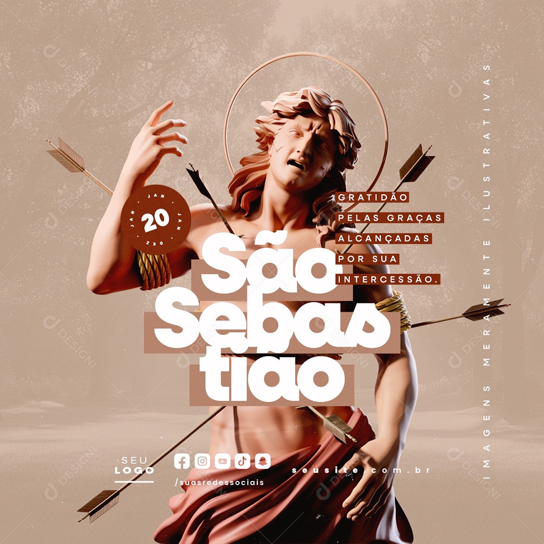 Dia de São Sebastião 20 de Janeiro Social Media PSD Editável
