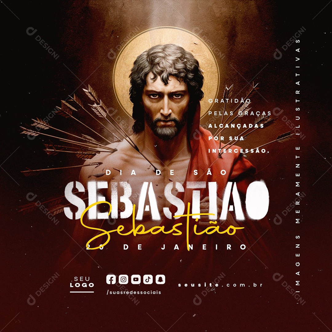 Dia de São Sebastião 20 de Janeiro Gratidão Social Media PSD Editável
