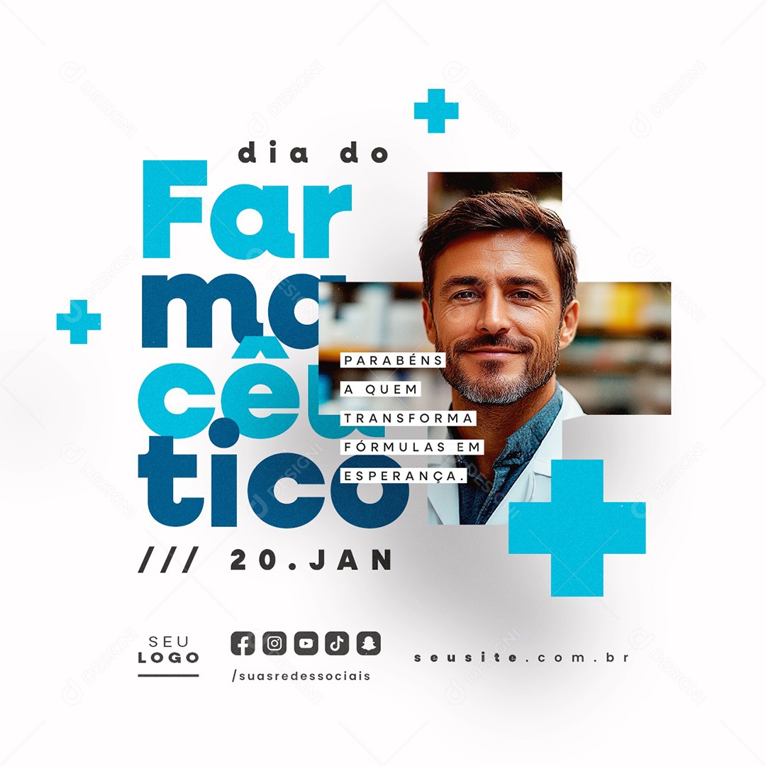 Dia do Farmacêutico 20 de Janeiro Social Media PSD Editável
