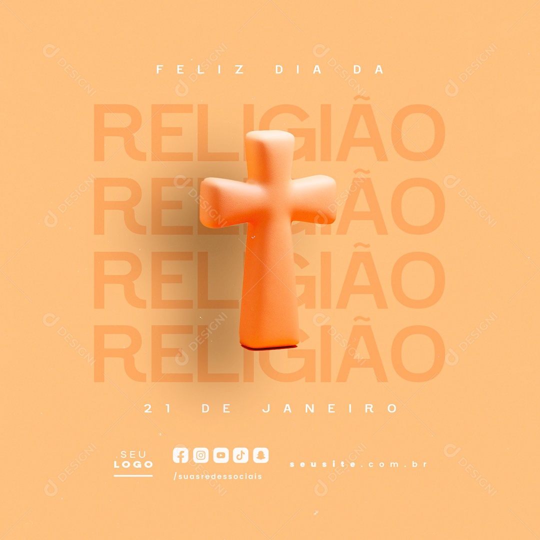 Feliz Dia da Religião 21 de Janeiro Social Media PSD Editável