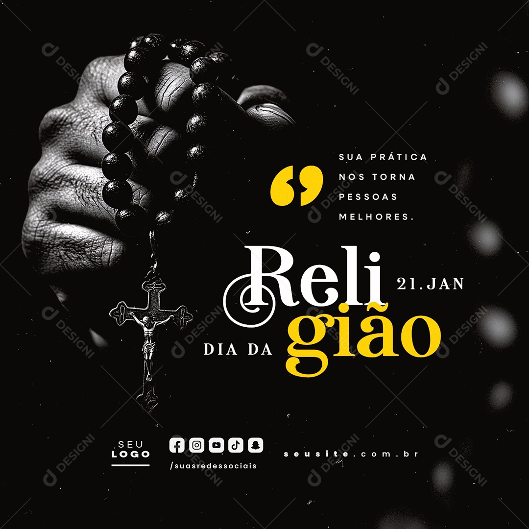 Dia da Religião 21 de Janeiro Sua Prática nos Torna Pessoas Melhores Social Media PSD Editável