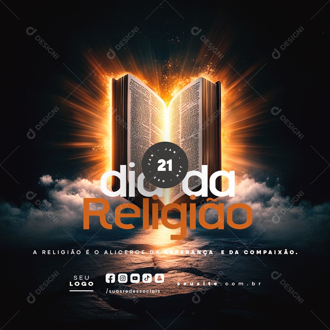 Dia da Religião 21 de Janeiro Social Media PSD Editável