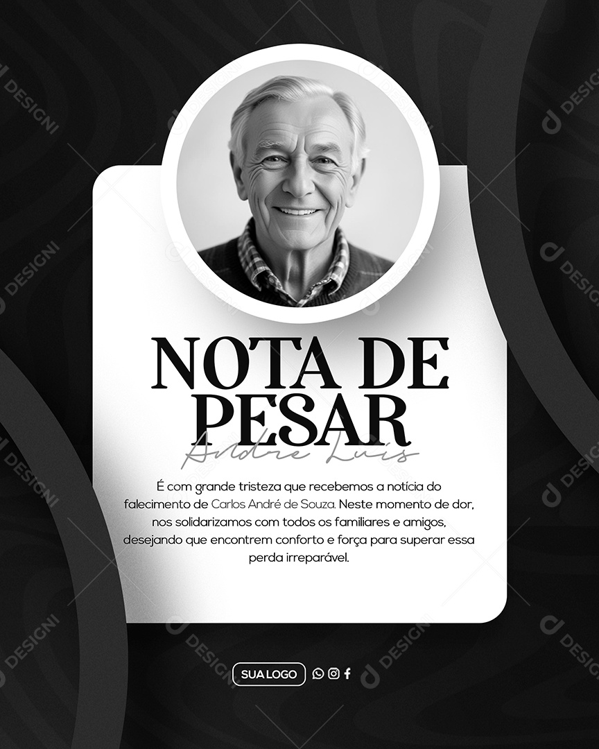 Nota de Pesar Social Media PSD Editável