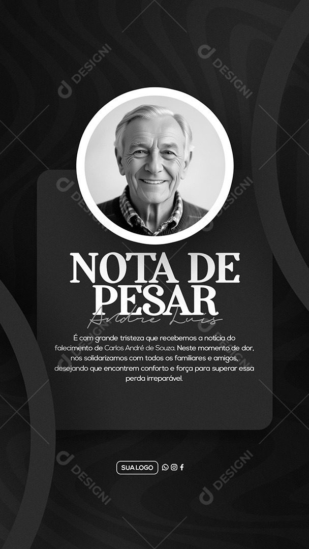 Story Nota de Pesar Social Media PSD Editável