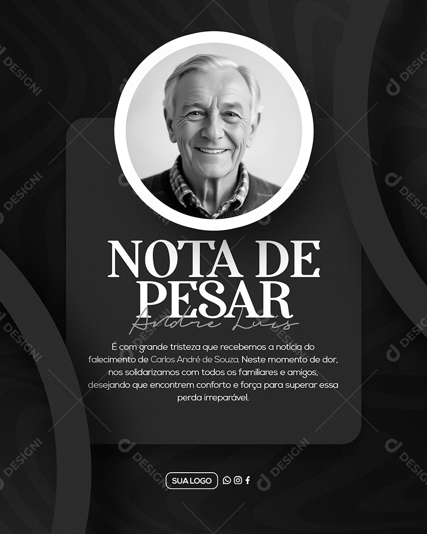 Nota de Pesar Social Media PSD Editável