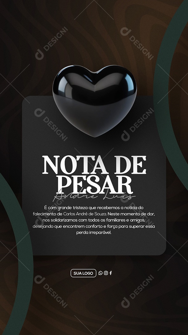 Story Nota de Pesar Social Media PSD Editável