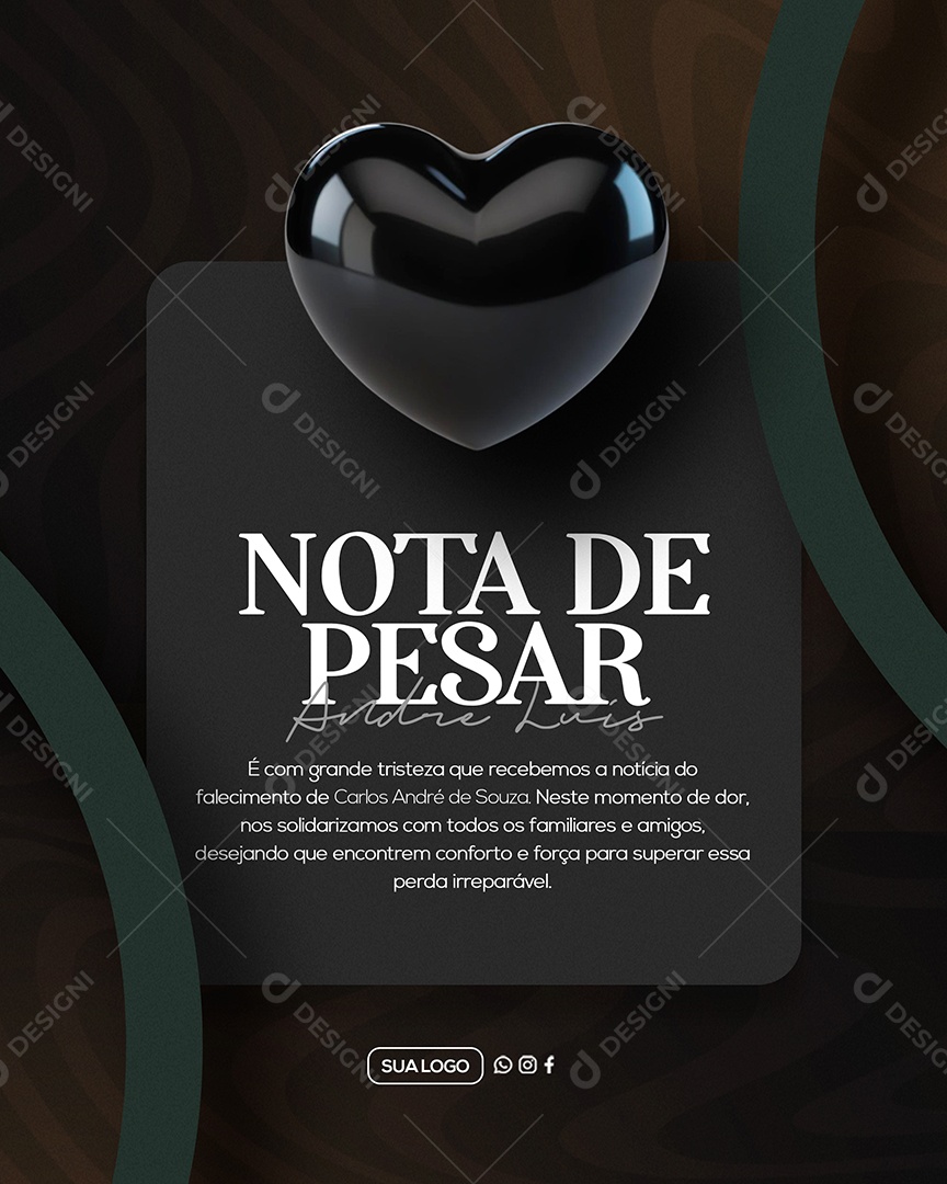 Nota de Pesar Social Media PSD Editável