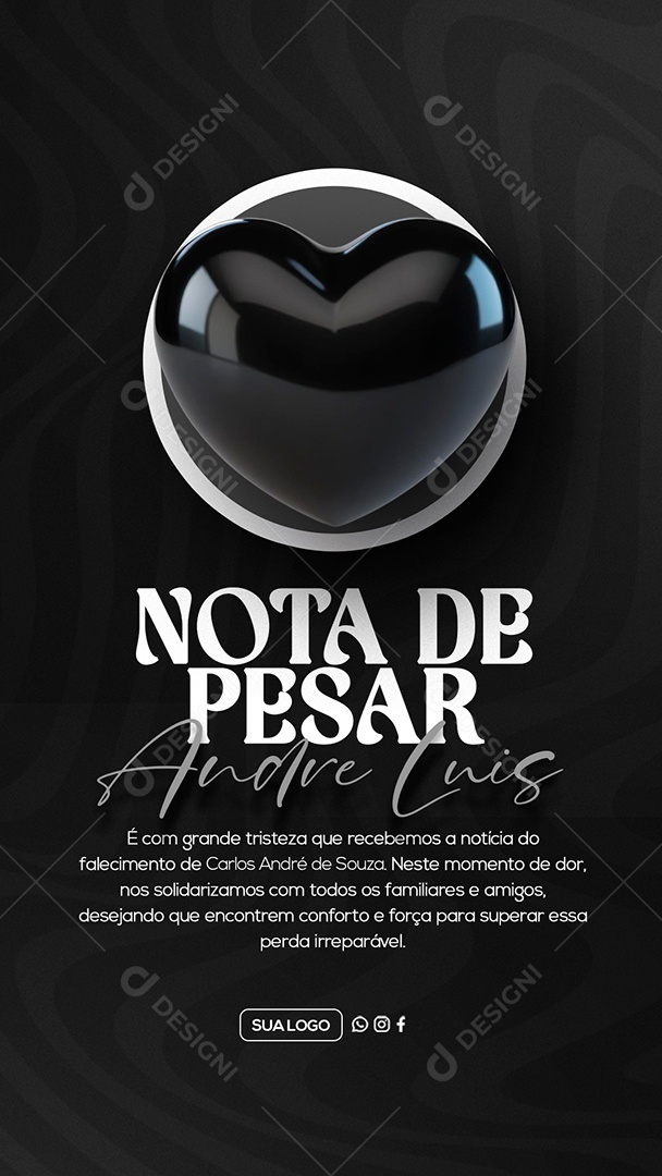 Story Nota de Pesar Social Media PSD Editável