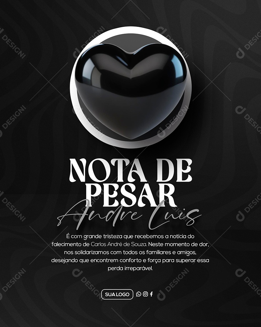 Nota de Pesar Social Media PSD Editável