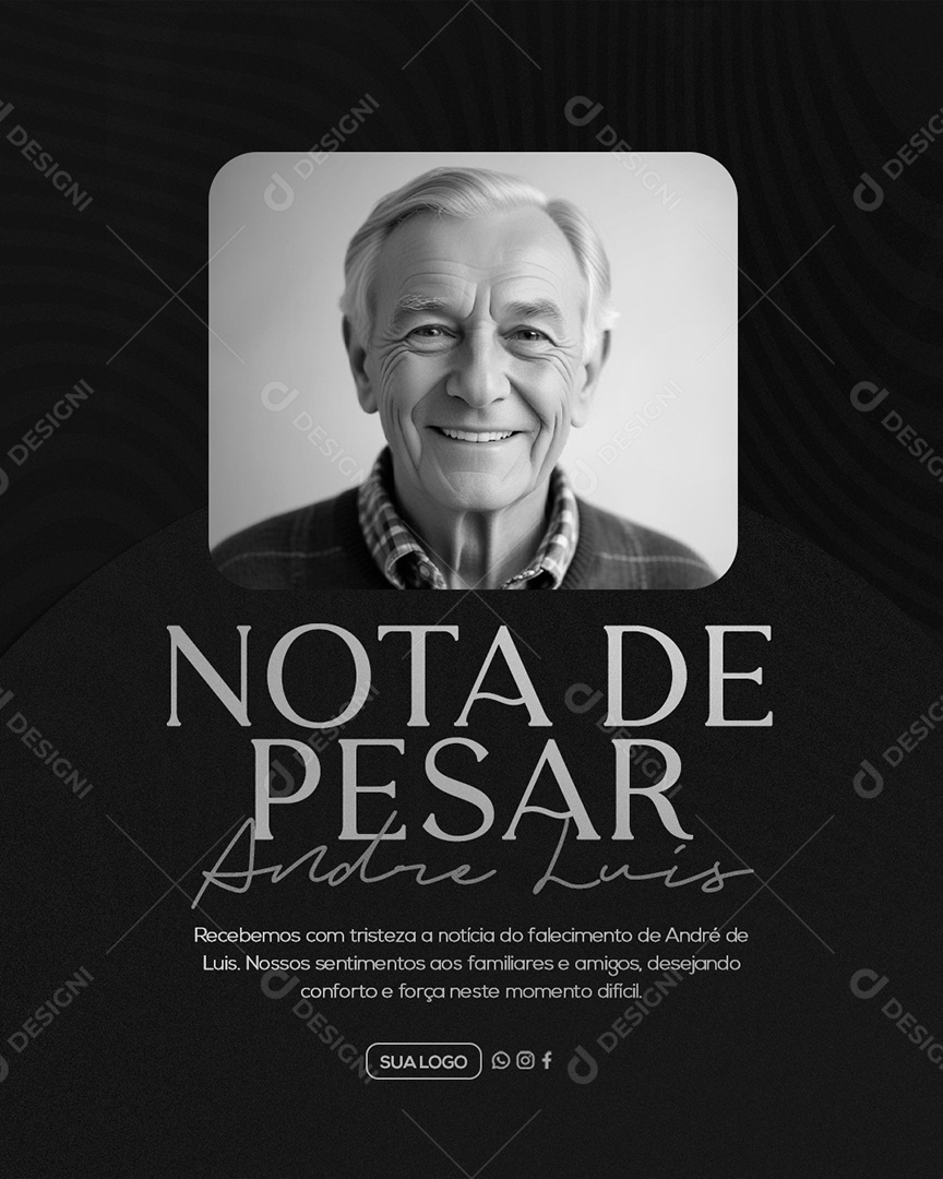 Nota de Pesar Social Media PSD Editável