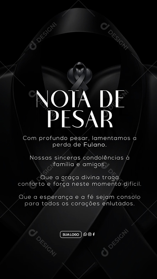 Story Nota de Pesar Social Media PSD Editável