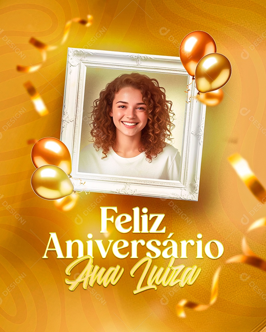 Aniversariante Ana Luiza Parabéns Social Media PSD Editável