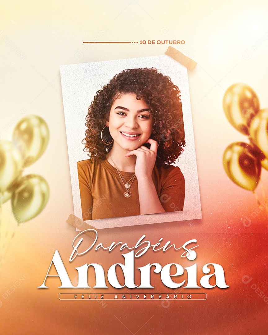 Aniversariante Andreia Parabéns Social Media PSD Editável