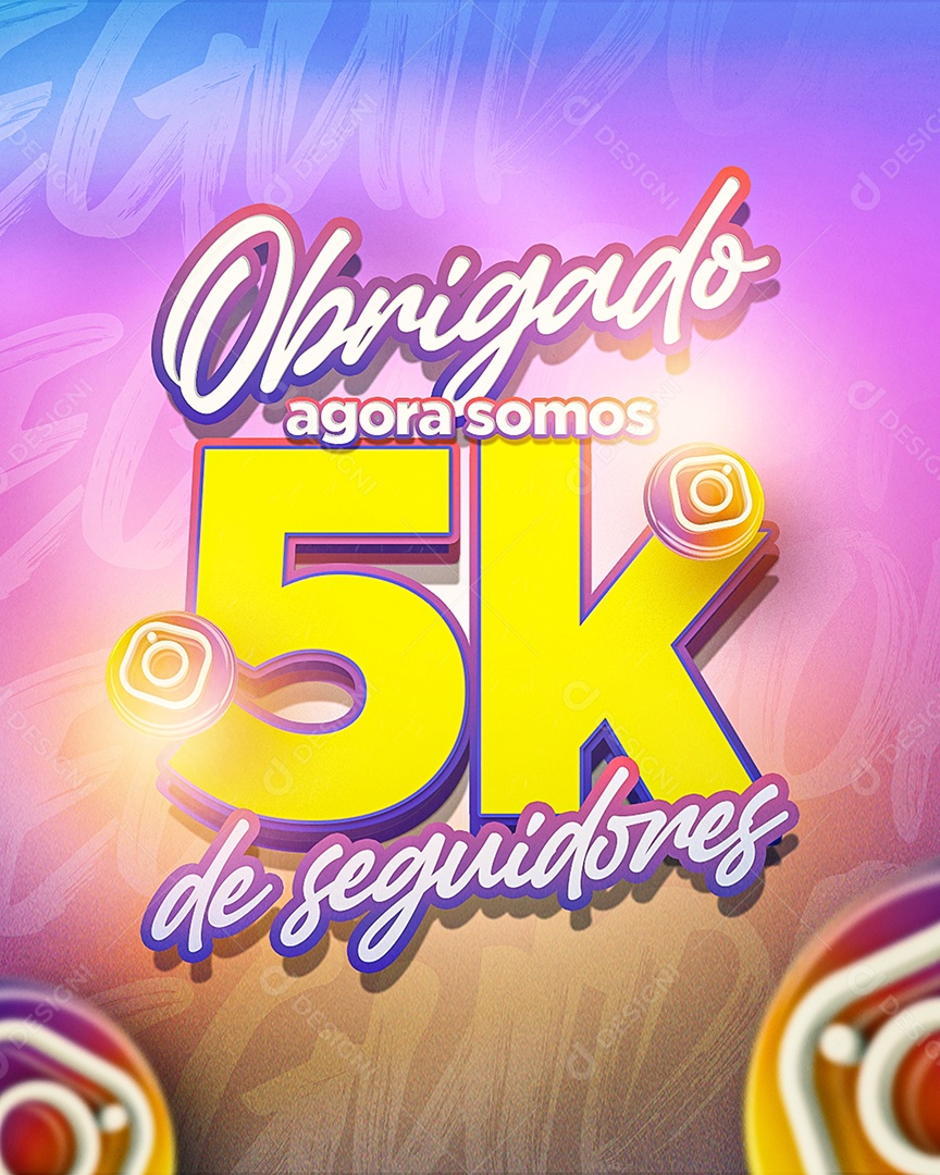 Instagram Cinco Mil Seguidores Obrigado Social Media PSD Editável