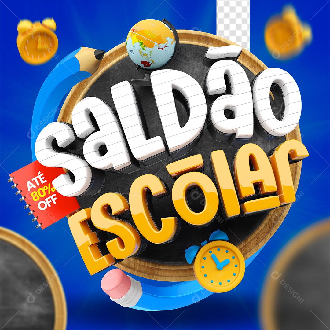 Selo 3D Saldão Escolar para Composição PSD