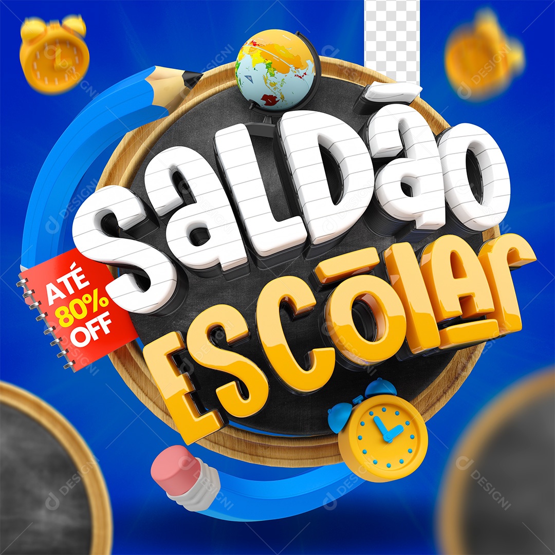 Saldão Escolar Selo 3D para Composição PSD