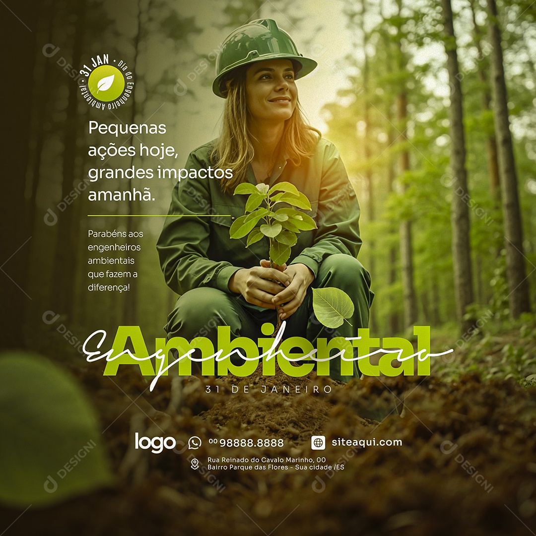Dia Do Engenheiro Ambiental 31 De Janeiro Social Media PSD Editável