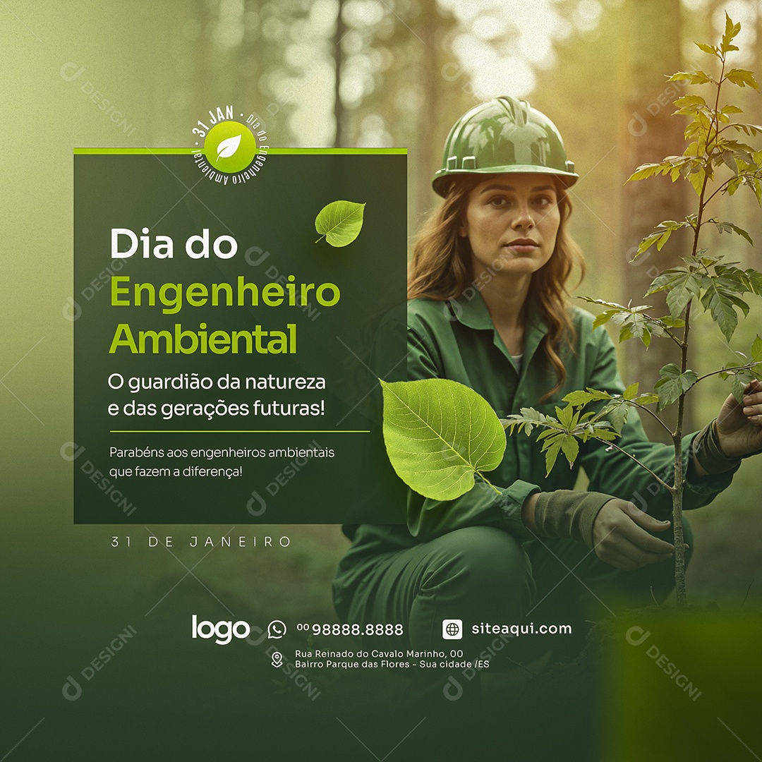 Dia Do Engenheiro Ambiental 31 De Janeiro Social Media PSD Editável