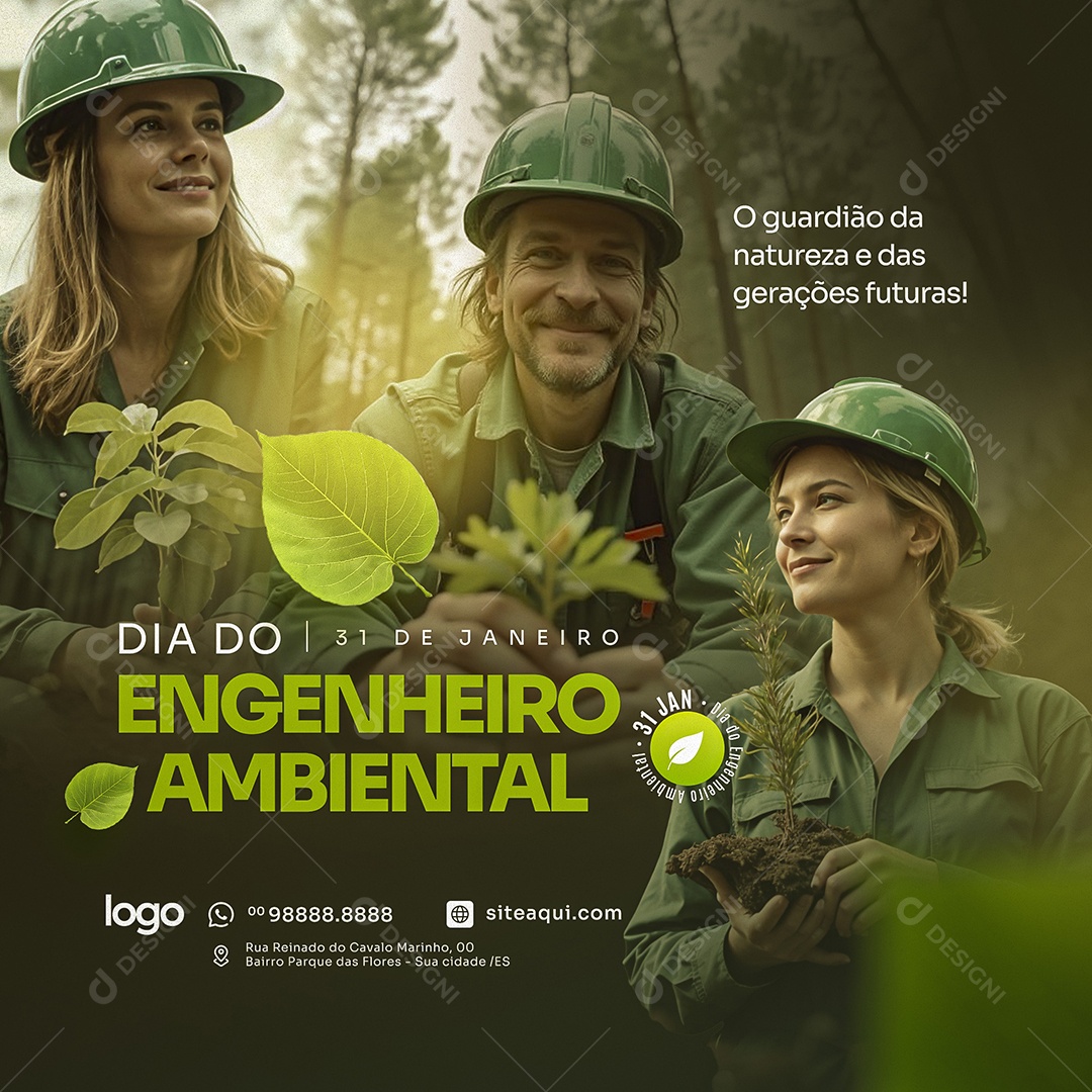 Dia Do Engenheiro Ambiental 31 De Janeiro Social Media PSD Editável