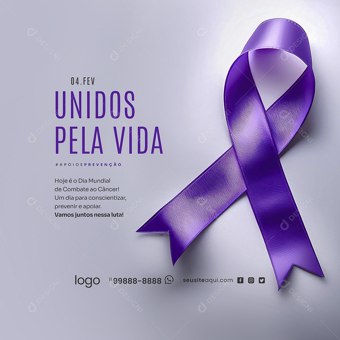 Dia Mundial Do Combate Ao Câncer 04 de Fevereiro Social Media PSD Editável