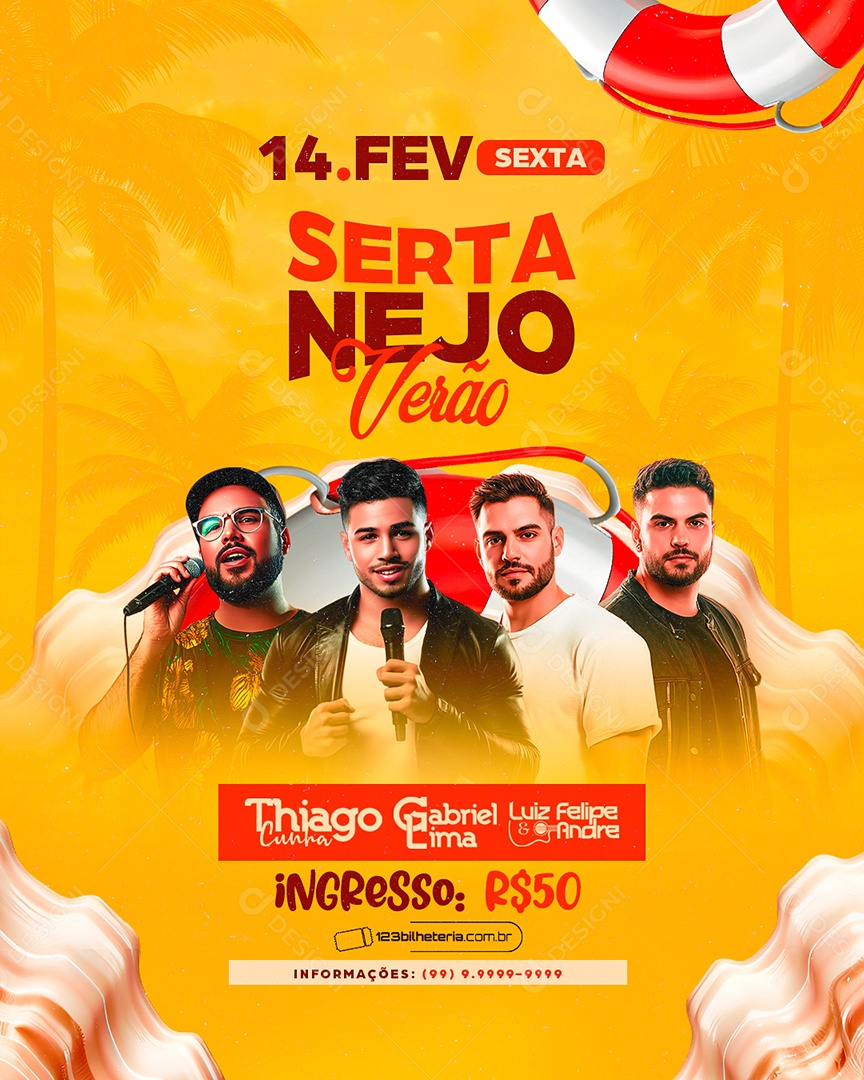 Flyer Sertanejo Verão Social Media PSD Editável