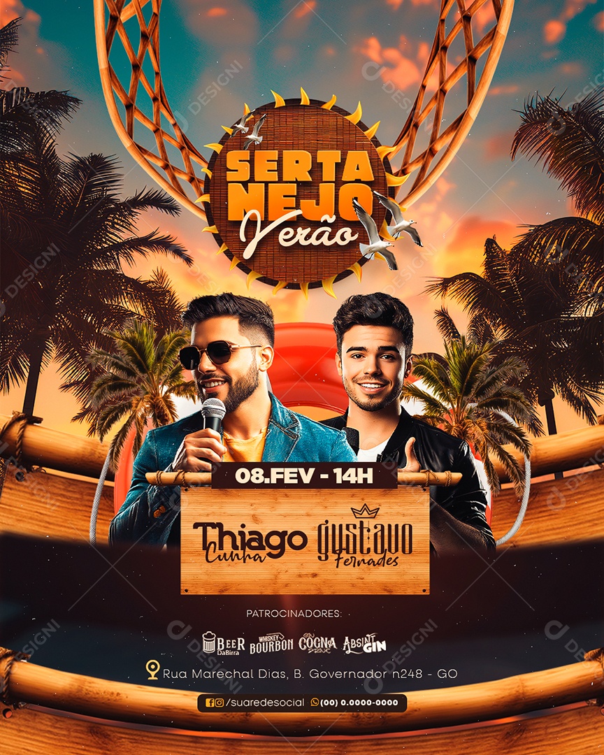 Flyer Sertanejo Verão Social Media PSD Editável