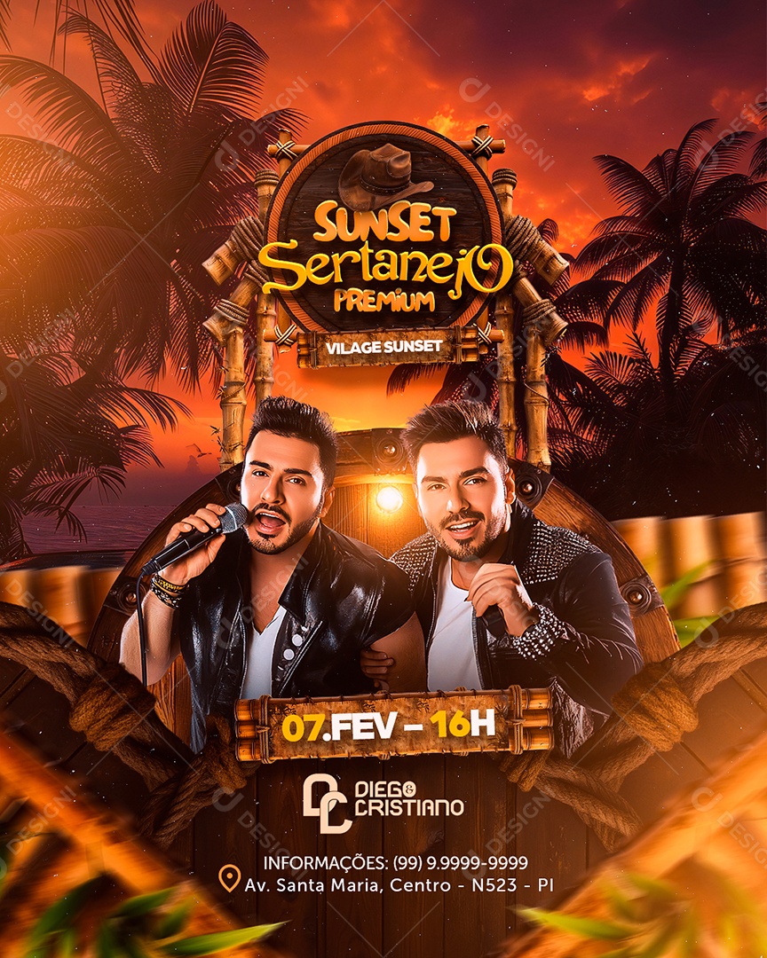 Flyer Sunset Sertanejo Premium Social Media PSD Editável