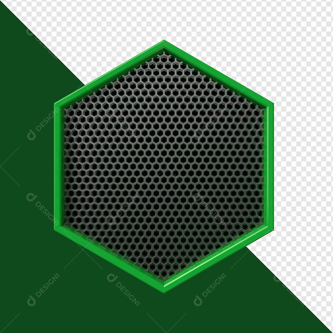 Elemento 3D Placa de Metal Verde Para Composição PSD