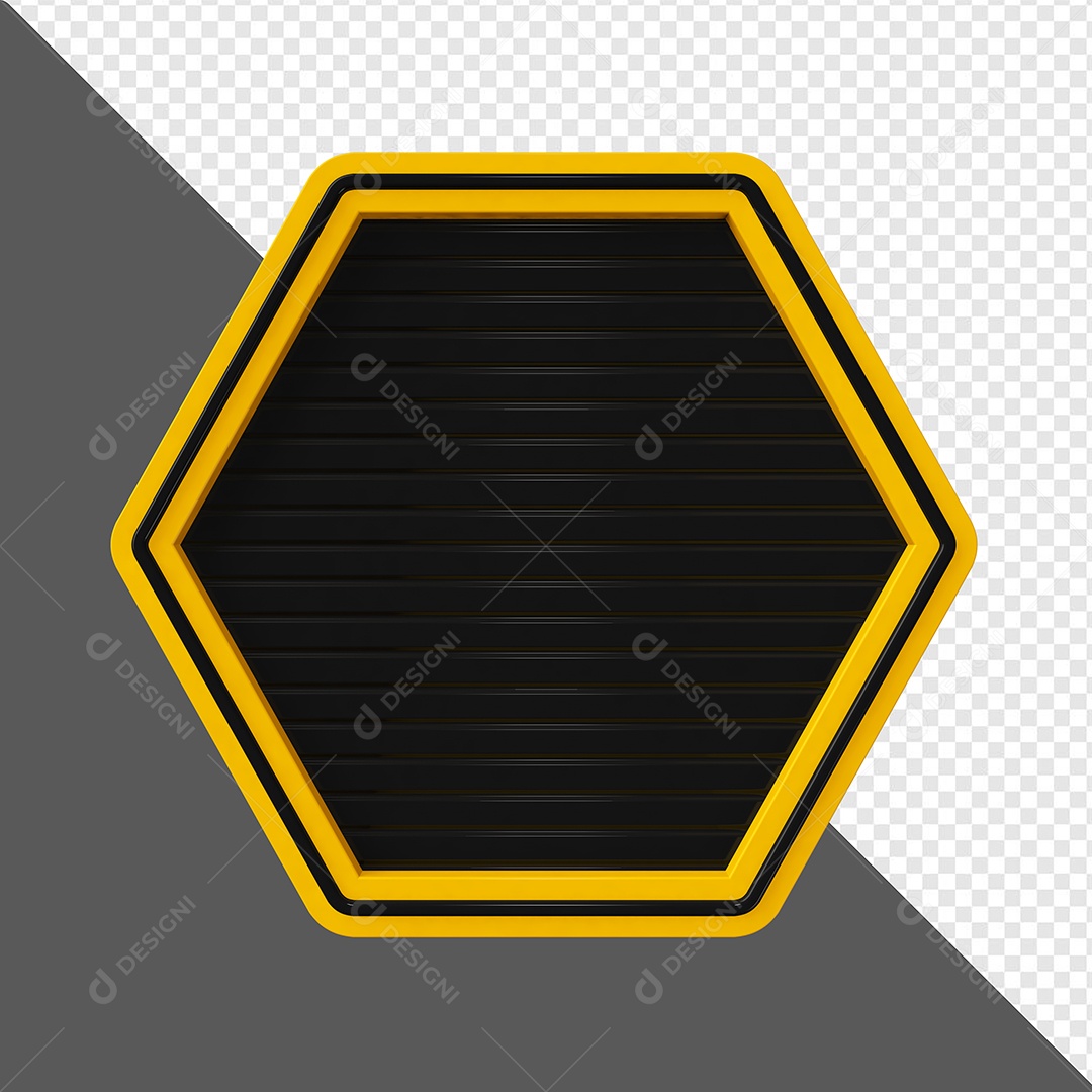 Elemento 3D Placa de Ferro Amarela Para Composição PSD