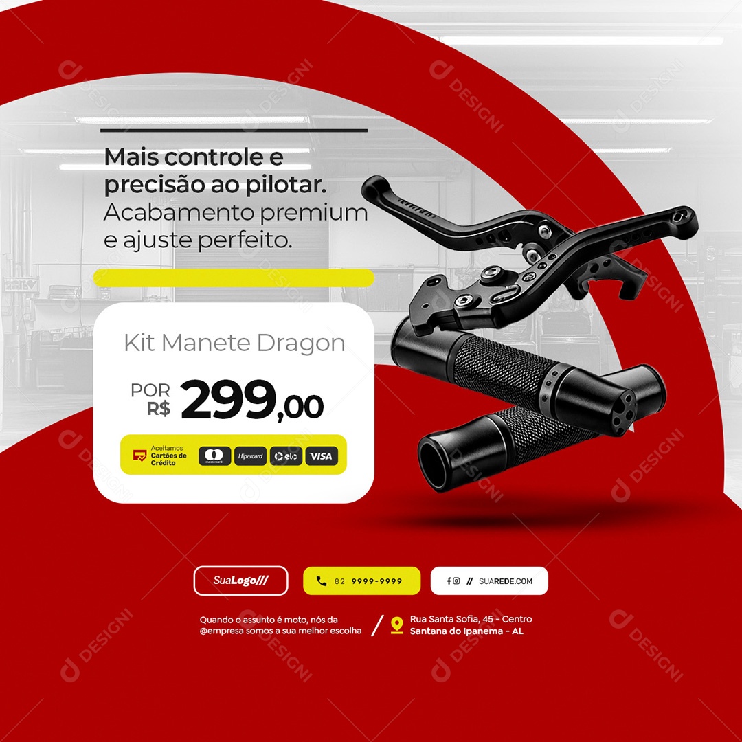 Oficina de Motos Kit Manete Dragon Social Media PSD Editável