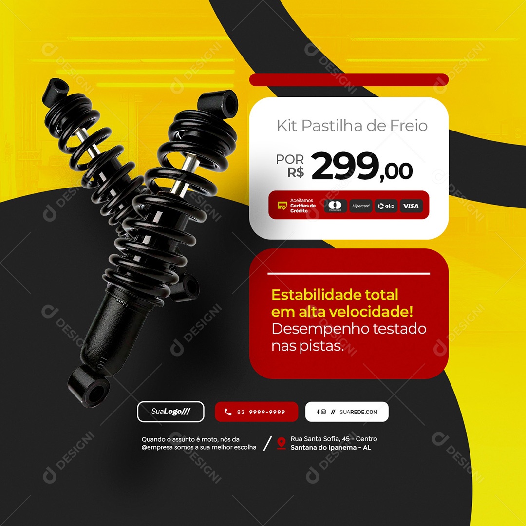 Oficina de Motos Kit Pastilha de Freio Social Media PSD Editável