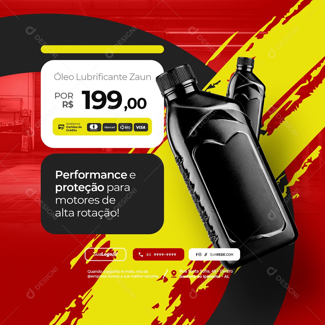 Oficina de Motos Óleo Lubrificante Zaun Social Media PSD Editável