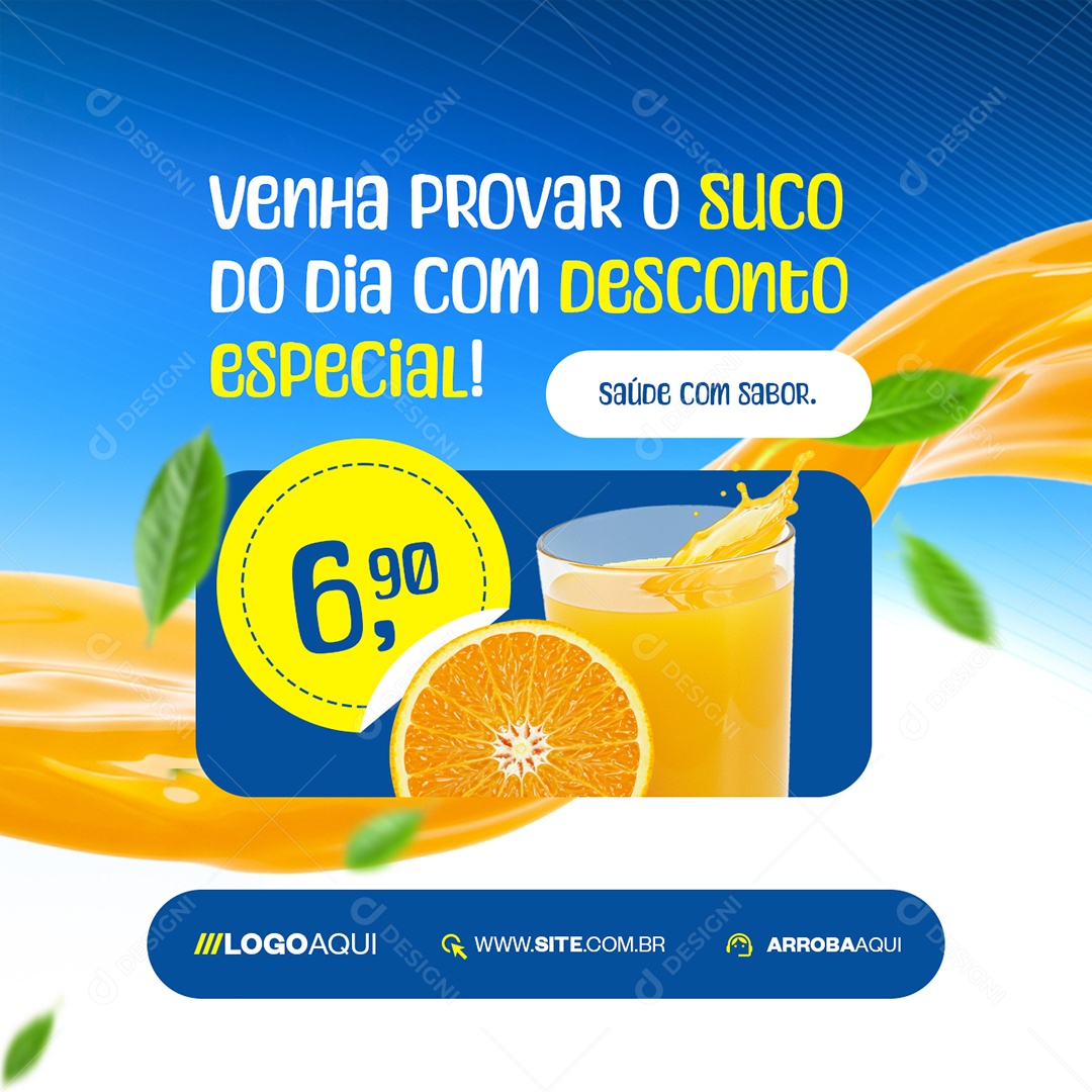 Sucos do Dia com Desconto Especial Saúde com Sabor Social Media PSD Editável