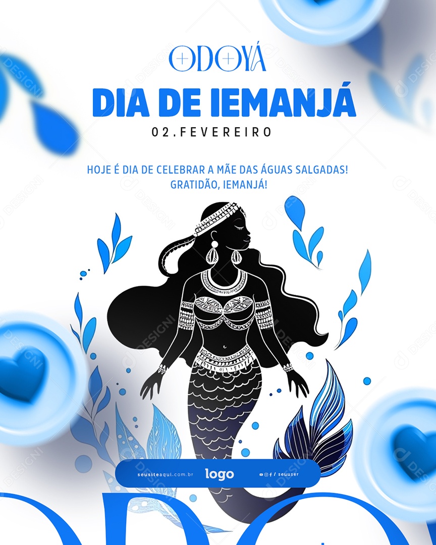 Dia de Iemanjá 02 de Fevereiro Social Media PSD Editável