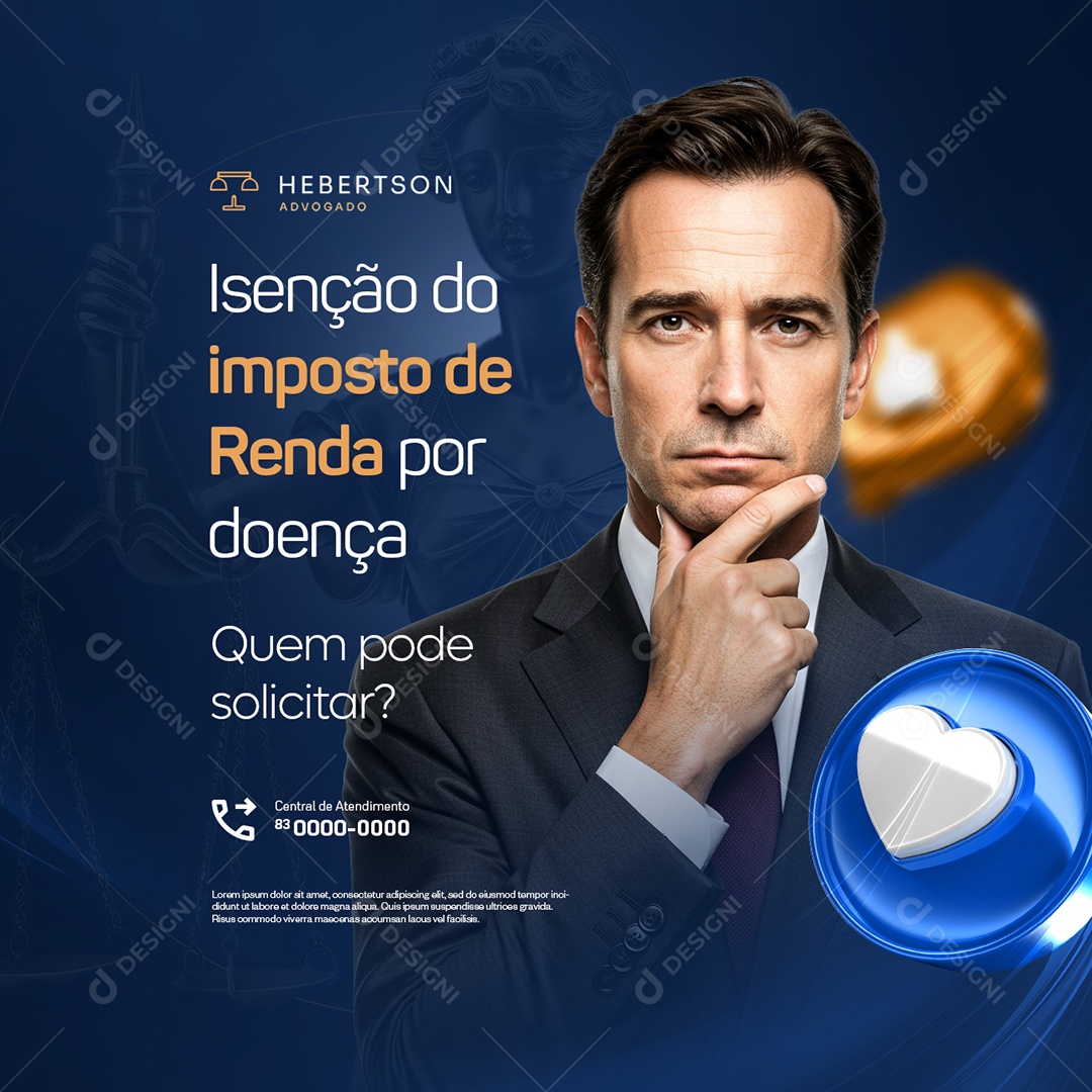 Advocacia Insenção do Imposto de Renda por Doença Social Media PSD Editável