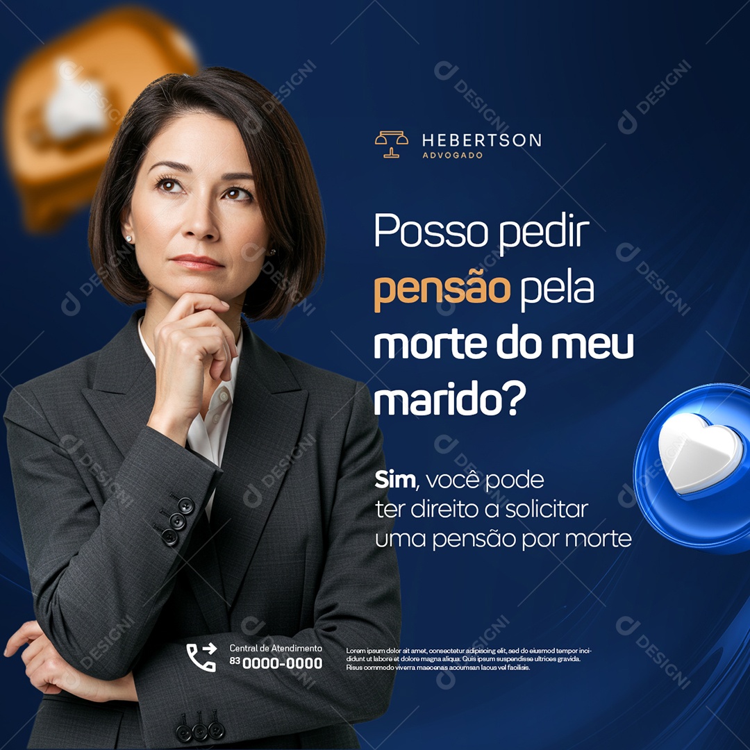 Advocacia Posso  Pedir Pensão Pela Morte do Meu Marido Social Media PSD Editável