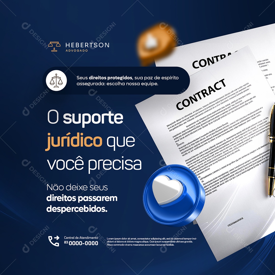 Advocacia O Suporte Jurídico Que Você Precisa Social Media PSD Editável