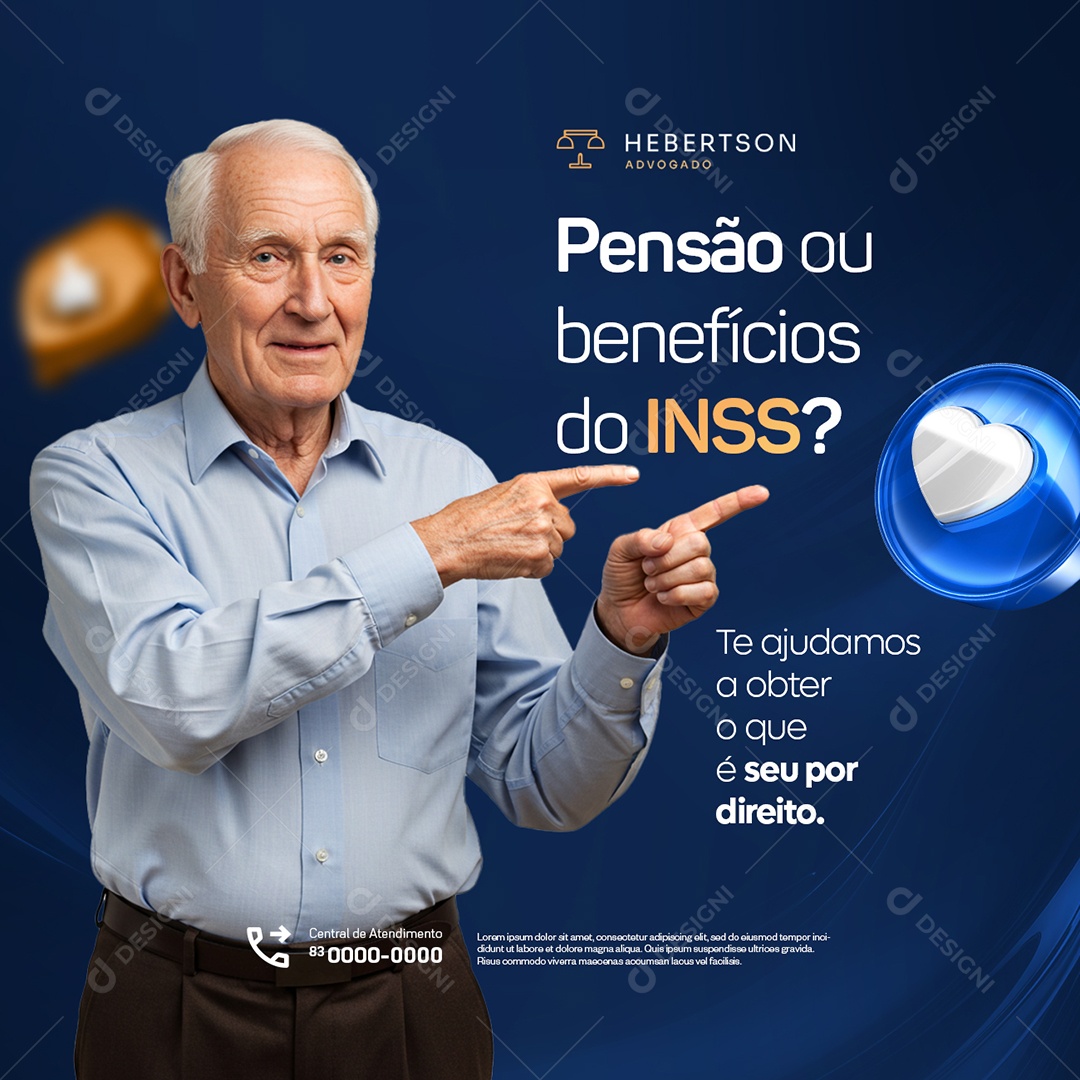 Advocacia Pensão ou Benefícios do INSS Social Media PSD Editável
