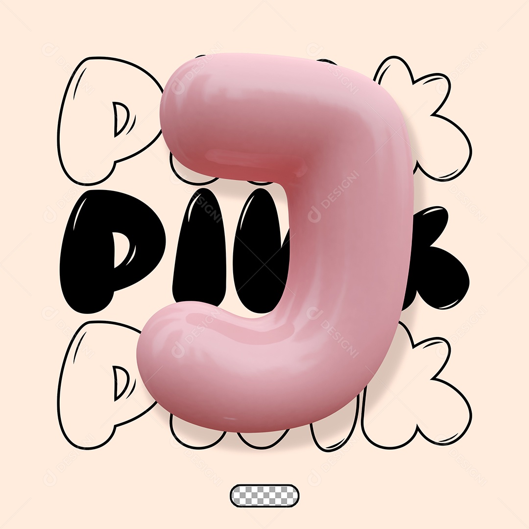 Letra 3D J Rosa Para Composição PSD